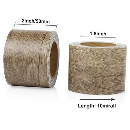 BOMEI PACK Wood Grain Repair Tape,Self Adhesive Repair Patch for Furniture, Floors, Cabinets, Windows, Doors, RV, Home Decor and DIY Projects (2, Grey Coffee)