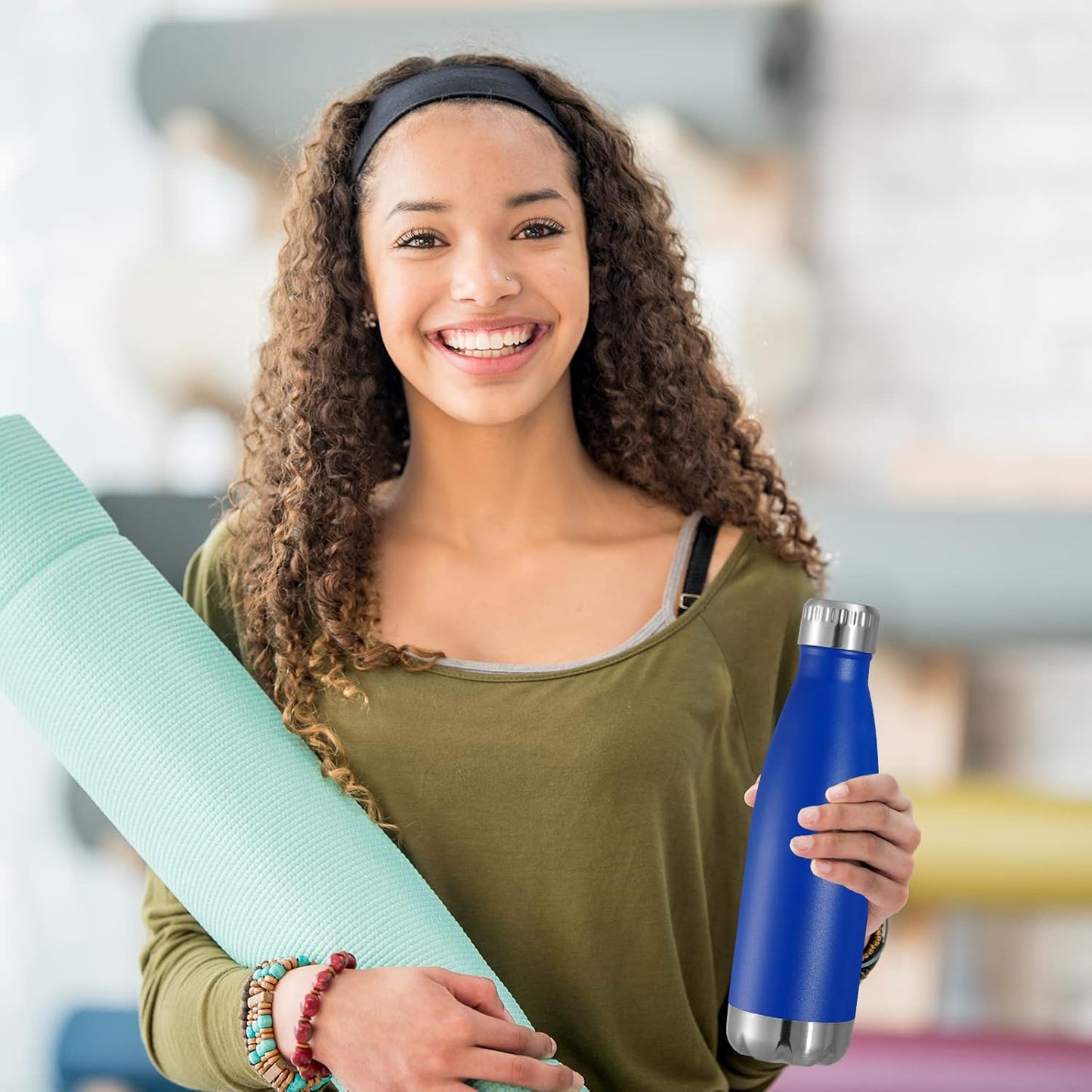 VEGOND 17oz Stainless Steel Water Bottles Bulk, Reusable Metal Sports Water Bottle Keeps Drink Hot and Cold, BPA Free Double Wall Vacuum Cola Shape Insulated Water Bottles for Camping Gym, 8 Pack