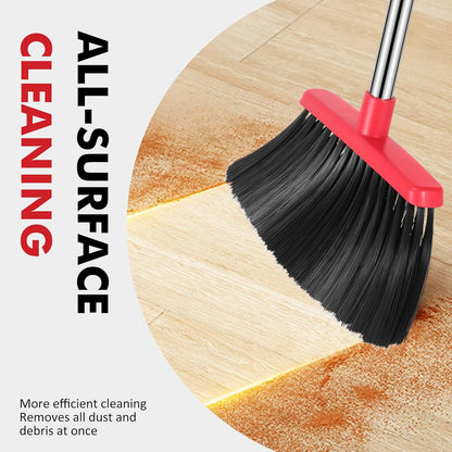 NACENA Heavy Duty Broom, 55 Inch Long Handle Outdoor Large Angle Brooms, Commercial Broom for Sweeping Indoor, for Home Garage Kitchen Office Courtyard Lobby Patio Lawn Concrete, 2 Pack (Black&Red)