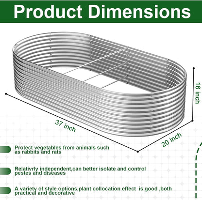 2 Pack Tall Galvanized Raised Garden Bed Outdoor,Metal Garden Bed for Vegetables,Steel Raised Beds for Gardening,Above Ground Garden Box for Flower-37x20 inch-4MV