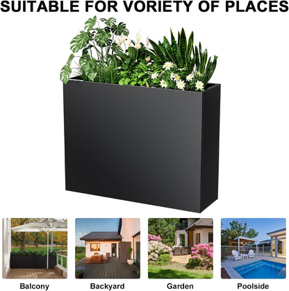 Metal Planter Box, Planter Boxes Outdoor Heavy Duty Metal Garden Planter Spliced Flower Pot with Partitions, All-Weather Use with Drainage Holes for Patio/Porch-35.43"x 27.55"x 11"