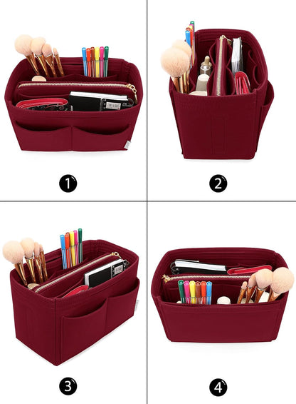 LEXSION Felt Purse Bag Organizer Insert with zipper Bag Tote Shaper Fit Speedy Neverful PM MM