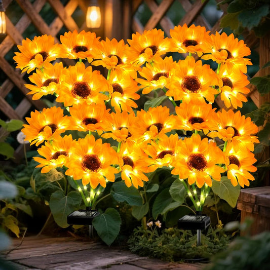 Solar Sunflower Lights 4 Pack with 24 Sunflower Solar Lights Outdoor Garden Decor Birthday Gift for Mom Women Grandma,Waterproof Solar Flower Garden Stake Lights for Yard Landscape Patio Lawn Pathway