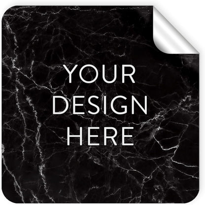100 Custom Vinyl Stickers - Upload Your own Image, Text, Design, Logo - Personalized Logo Labels for Handmade, Packaging, Bottle, Jars, Candle, Brand Stickers (Black Marble, 2x2 Square)