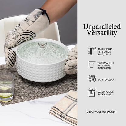 Placemats Set of 12 - Easy Clean Woven Vinyl Placemats for Dining Table, Indoor/Outdoor Place Mats, Washable PVC Table Mats（Cappuccino）