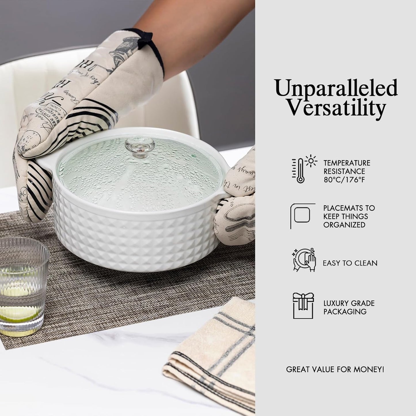 Placemats Set of 8 - Easy Clean Woven Vinyl Placemats for Dining Table, Indoor/Outdoor Place Mats, Washable PVC Table Mats（Cappuccino）