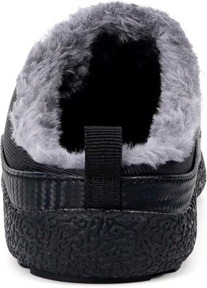 Womens Mens House Slippers Slip on Snow Winter Warm Fully Fur Lined Slippers Indoor Outdoor Shoes