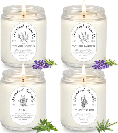 4 Pack Candles for Home Scented, Lavender Candles, 28 oz 200 Hour Long Lasting Aromatherapy Candle Set, Candle Gift Set for Women, Perfect for Birthday Gifts