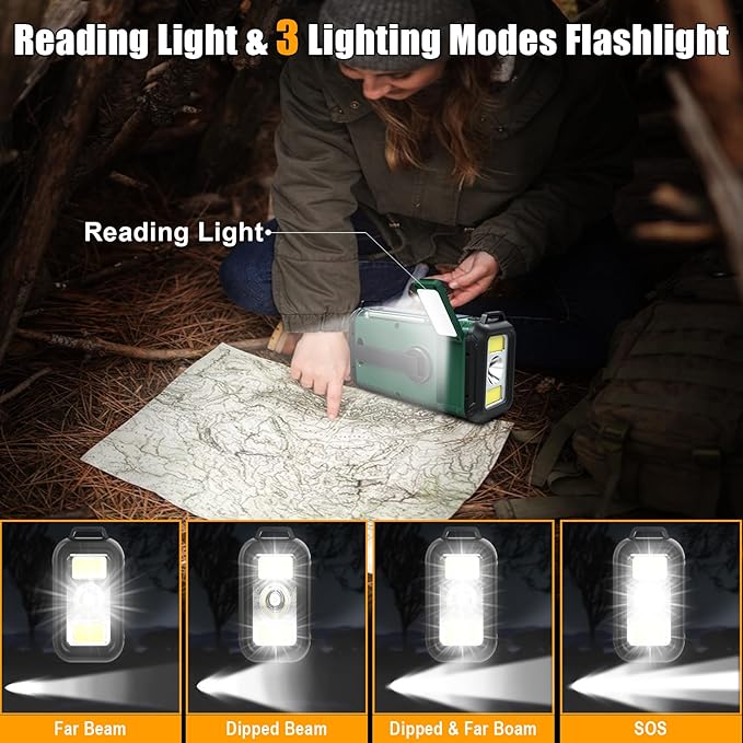 Emergency Weather Radio, 20000mAh NOAA/AM/FM Solar Hand Crank Radio with USB Phone Charge, Battery Powered, SOS Alarm, LED Reading Lamp & Flashlight for Emergencies Survival