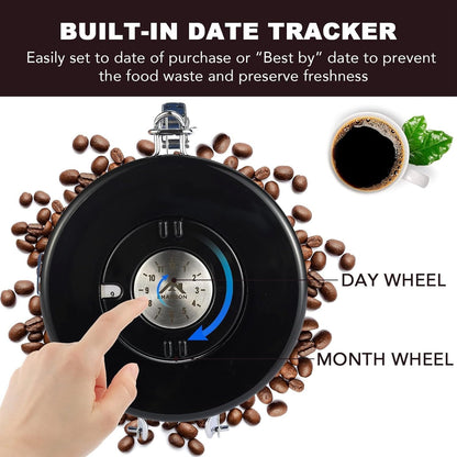 ShanSon Coffee Canister Airtight Coffee Container Stainless Steel Coffee Bean Storage Container with Scoop Coffee Canister for Beans Grounds Sugar Flour Tea Cereal,11OZ, Black