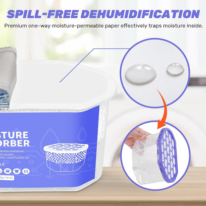 CLEVAST Moisture Absorbers Boxes, 10 OZ, 6 Pack, Dehumidifier Box for Closet, Unscented Hanging Humidity Absorber in Wardrobes, Bedrooms, Bathrooms, RV