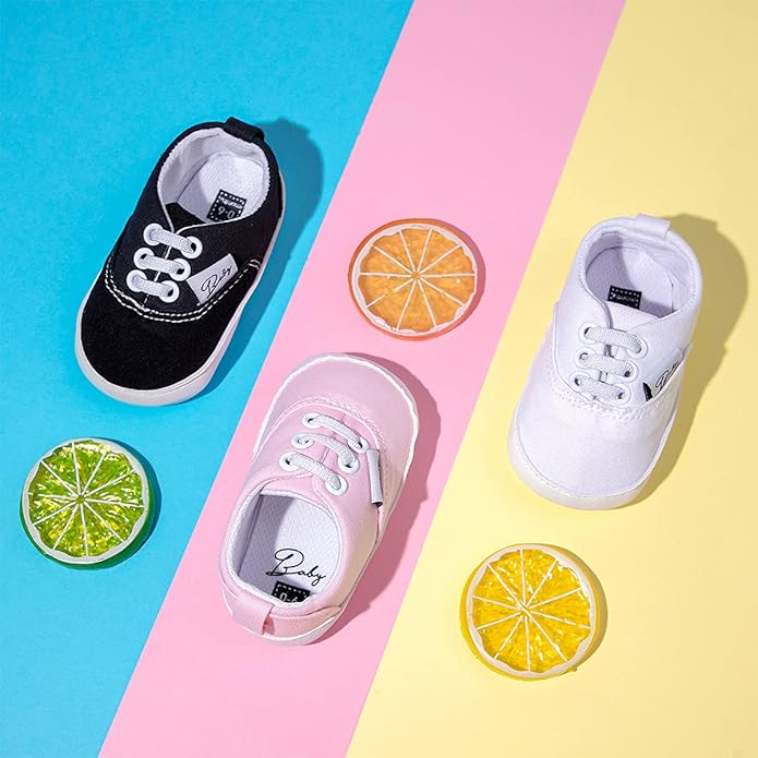 Morbido Infant Baby Boys Girls Canvas Sneaker Toddler Slip On Anti Skid Newborn First Walkers Candy Shoes for 0-18 Months