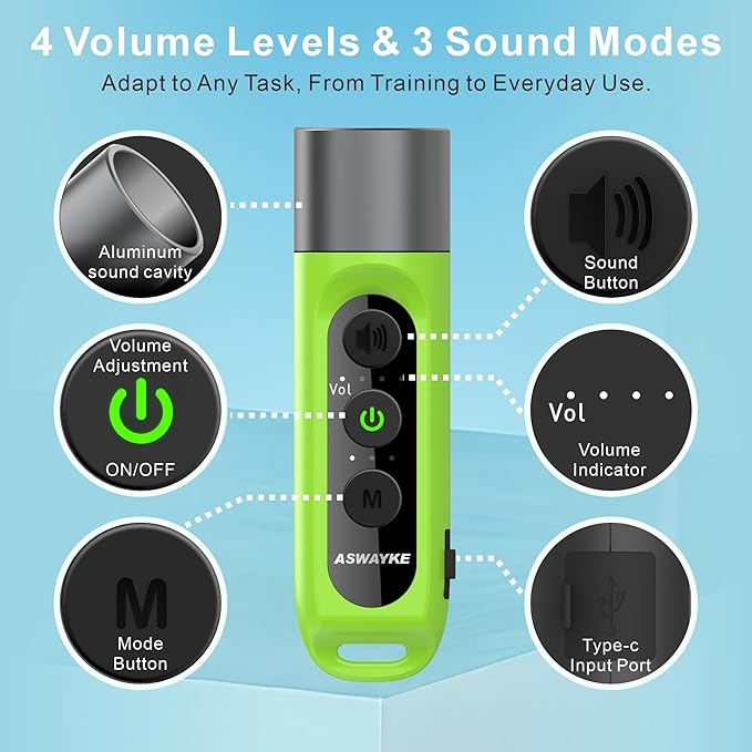 Electronic Whistle Highest IPX5 Maximum Sound 125db Battery 1000mAh Blue for Coaches Teacher, Sports Whistle