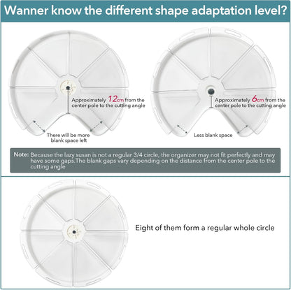 Oubonun Lazy Susan Organizers Set of 8, 11.6’’ x 10.2’’ x 4.1’' Plastic Transparent Kitchen Cabinet Storage Bins with Handle, 4.1" Deep Container, 1/8 Wedge - Food Safe, without BPA