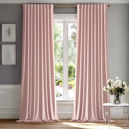 MIULEE Baby Pink Velvet Curtains 84 inches 2 Panels - Luxury Room Darkening Window Drapes for Bedroom Living Room Thermal Insulated Super Soft Blackout, Back Tab Rod Pocket Pinch Pleated, W52 x L84