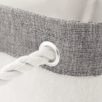 Storage Bins - Storage Baskets for Shelves Storage Cubes with Handles Small Baskets for Organizing (Gray and White 11.8 x 7.9 x 5.2 inch)