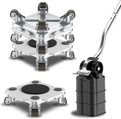 ONEON Furniture Mover Pro Set - Enhanced Dolly and Lifter with Custom TPE Wheels for Easy Furniture Lifting and Moving-Professional Tool for Effortless Furniture Transport(Light Gray 4Dollies+1Lifter)