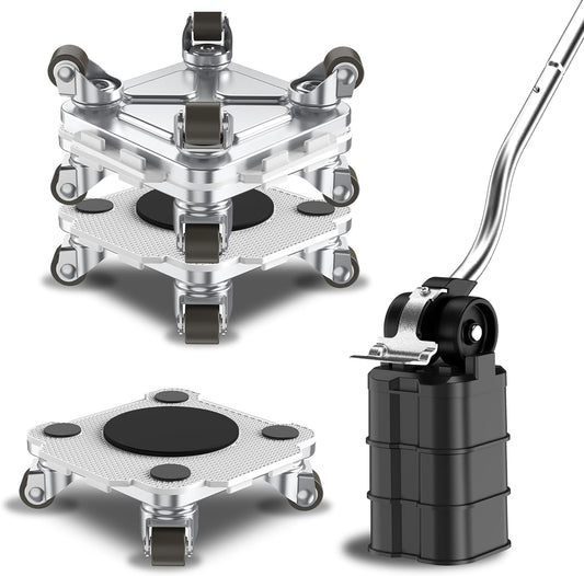 ONEON Furniture Mover Pro Set - Enhanced Dolly and Lifter with Custom TPE Wheels for Easy Furniture Lifting and Moving-Professional Tool for Effortless Furniture Transport(Light Gray 4Dollies+1Lifter)