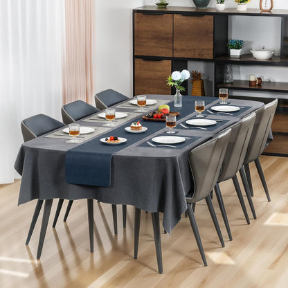 Myir JUN Placemats Dual Sided, Faux Leather Place Mats Indoor Set of 8 for Dining Table Non-Slip Washable Placemat Heat Resistant Outdoor Table Mats (Set of 8, Gray Blue)