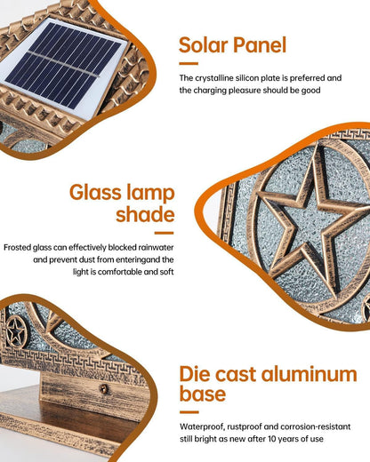 SLAWA Outdoor Solar Post Cap Light 9.8In Bronze Column Lights Square Waterproof Landscape Lighting with Remote Pillar Lamps Fence Deck Cap Light Solar Power Lantern Porch Mailbox Lawn Porch Fixture