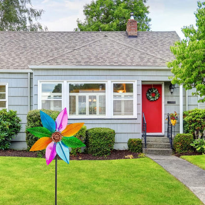 DREAMYSOUL Colorful Wind Spinner 38Inches, Metal Garden Pinwheels for Yard and Garden, Decorative Wind Spinners for Outdoor Patio Yard Lawn