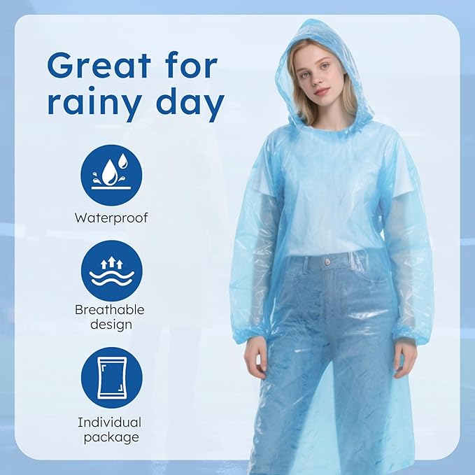 twoworld 150 Pcs Disposable Rain Ponchos for Women Bulk,Emergency Ponchos Rain Adult for Men Women Kids Travelling Camping Hiking