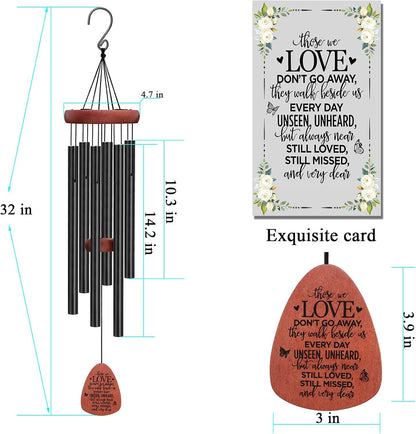 Memgift Memorial Wind Chimes for Outside – Sympathy Gift for Loss of Loved One, Outdoor Keepsake in Memory of Dad Mom Daughter Son