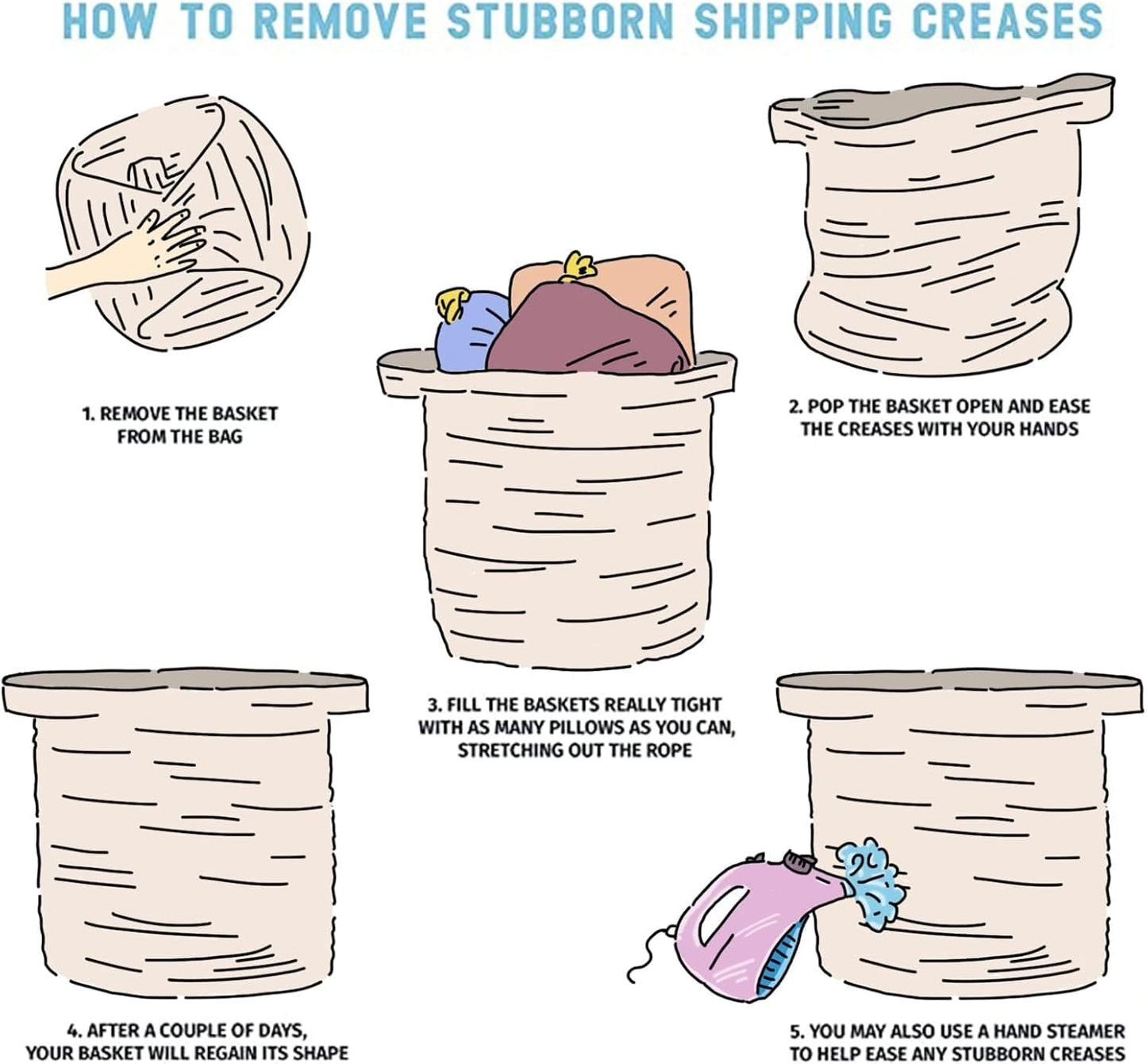 OIAHOMY 80L Laundry Hamper, Storage Basket with Handles, Laundry Basket For Toys, Pillows, Blankets,Clothes-20x18in-Brown