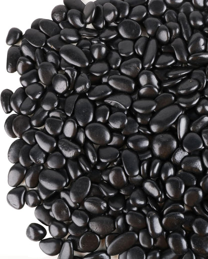Black Pebbles for Plants 1.8lb Bulk Bag Aquarium Gravel 0.8"- 1.2" Decorative Polished Fish Tank Stone