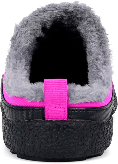 Womens Mens House Slippers Slip on Snow Winter Warm Fully Fur Lined Slippers Indoor Outdoor Shoes
