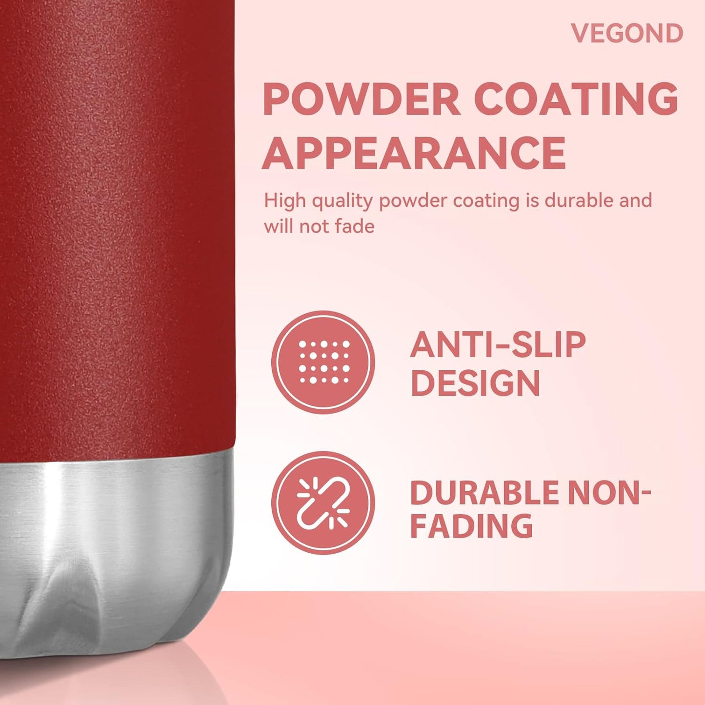 VEGOND 17oz Stainless Steel Water Bottles Bulk, Reusable Metal Sports Water Bottle Keeps Drink Hot and Cold, BPA Free Double Wall Vacuum Cola Shape Insulated Water Bottles for Camping Gym, 8 Pack