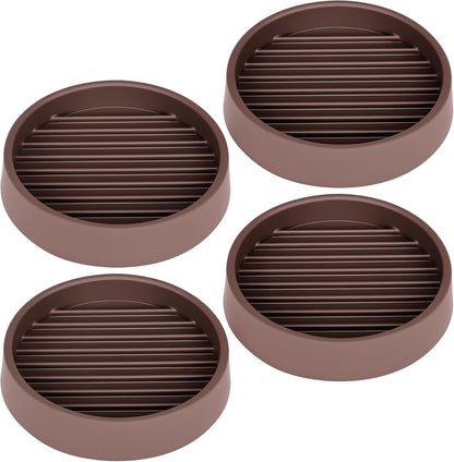 Non Slip Furniture Pads, 2.5” Round Rubber Caster Cups, Anti-Slip Gripper, Anti Slide Furniture Feet Floor Protectors for Bed Couch Stoppers - Brown, 4 Pack