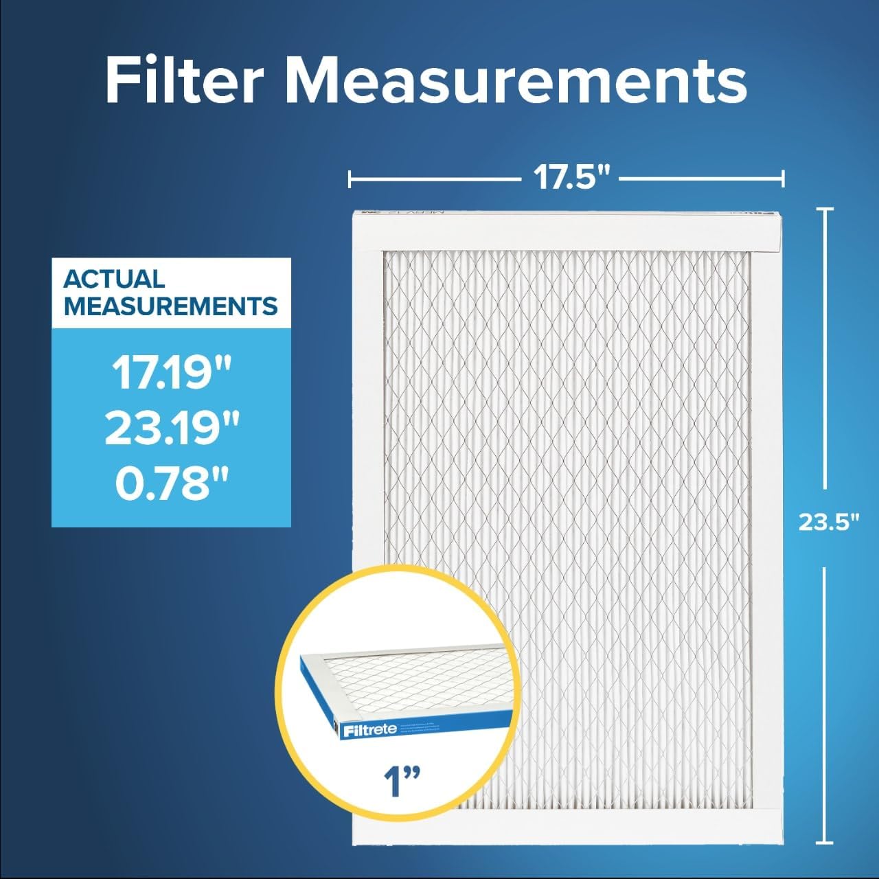 Filtrete 17.5x23.5x1 AC Furnace Air Filter, MERV 13, MPR 1900, Premium Allergen, Bacteria&Virus Filter, 3-Month Pleated 1-Inch Electrostatic Air Cleaning Filter,6-Pack (Actual Size 17.19x23.19x0.78in)