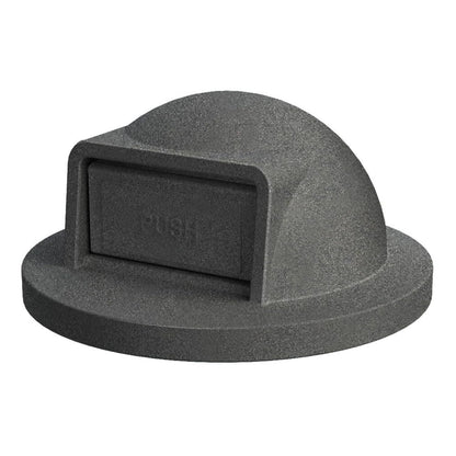 42 Gallon Slated Circle 100% Recycled Plastic Heavy Duty Outdoor Trash Can with Push Open Dome Lid and Internal Liner - Great for Schools and Businesses - Dark Granite