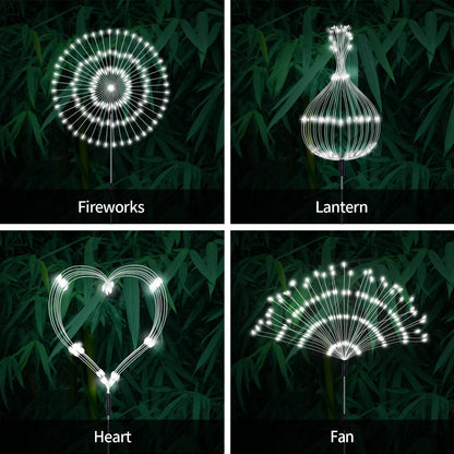 Unihoh Solar Garden Lights Outdoor, 4 Pack 120 LED Waterproof Decorative String Lights 8 Modes with Remote DIY Outdoor Decor for Pathway Walkway Yard (Cool White)