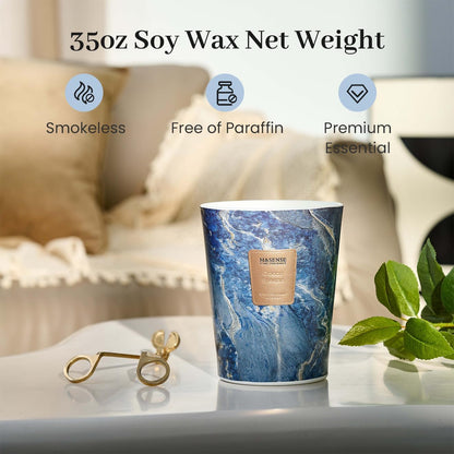 M&SENSE Ocean Breeze Scented Candles for Home, 3-Wick Highly Scented Jar Candles, 35 Oz 150 Hours Long Lasting Burning Candles Gifts for Women, Relaxing Aromatherapy Candle for Stress Relief