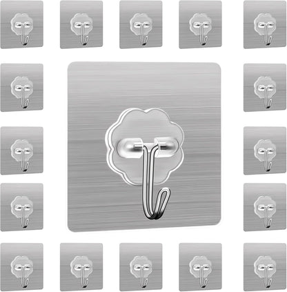 Heavy Duty Adhesive Wall Hooks - 20 Pack 28lb(Max) 2.36 x 2.36 Inches Can be Use for Office Decor, Bathroom, Home & Kitchen Improvement Indoor and Outdoor