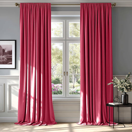 MIULEE Berry Velvet Curtains Thermal Insulated Blackout Curtain Drapes for Bedroom Living Room Darkening 84 Inches Long Curtains Panels Rod Pocket Set of 2
