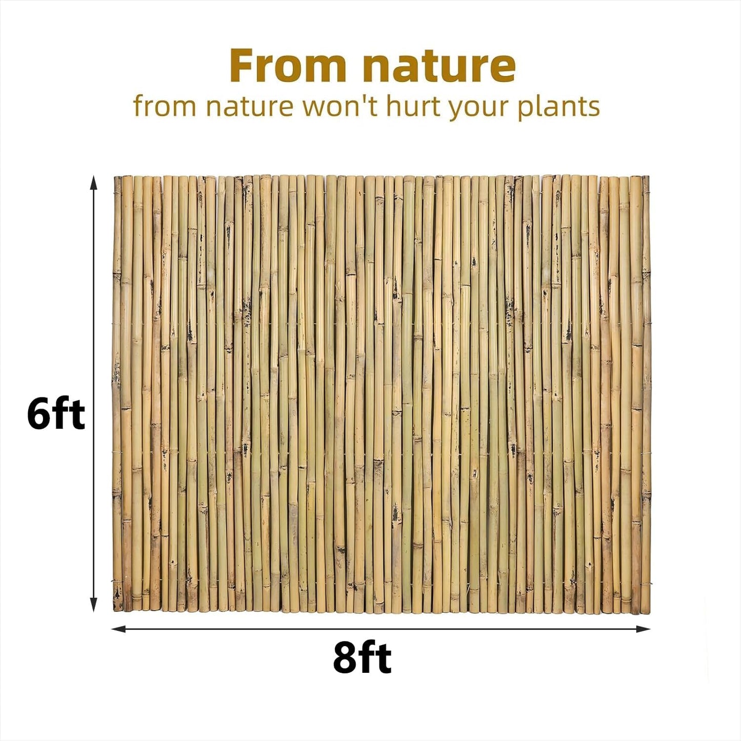Natural Bamboo Fence, 6 feet x 8 feet Bamboo Fencing Screen for Garden, Rolled Privacy Fence Screen for Indoor or Outdoor (1.8m x 2.4m Approx)