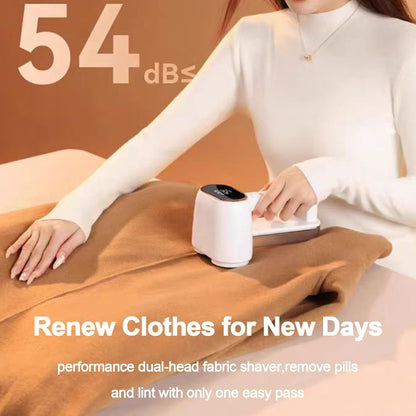 Dual-Head Fabric Shaver, Rechargeable Electric Lint Remover, 3-Speed Lint Shaver & 165ml Large Capacity Dust Box, Fuzz Remover for Wool, Coat, Couch, Furniture