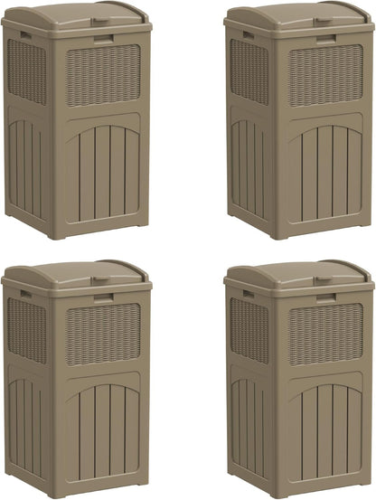YESHOMY 4 Pack Outdoor Trash Can with Lid, Garbage Bins for Garden, Porch, Home and Kitchen, Coffee