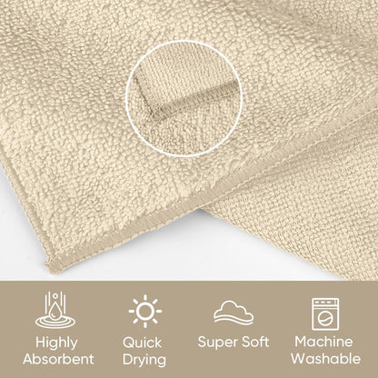 HOMEXCEL Microfiber Washcloths 24 Pack, Highly Absorbent and Soft Face Towel, Multi-Purpose Wash Cloths for Bathroom, Hotel, Spa, Gym, and Kitchen, 12x12 Inch, Brown