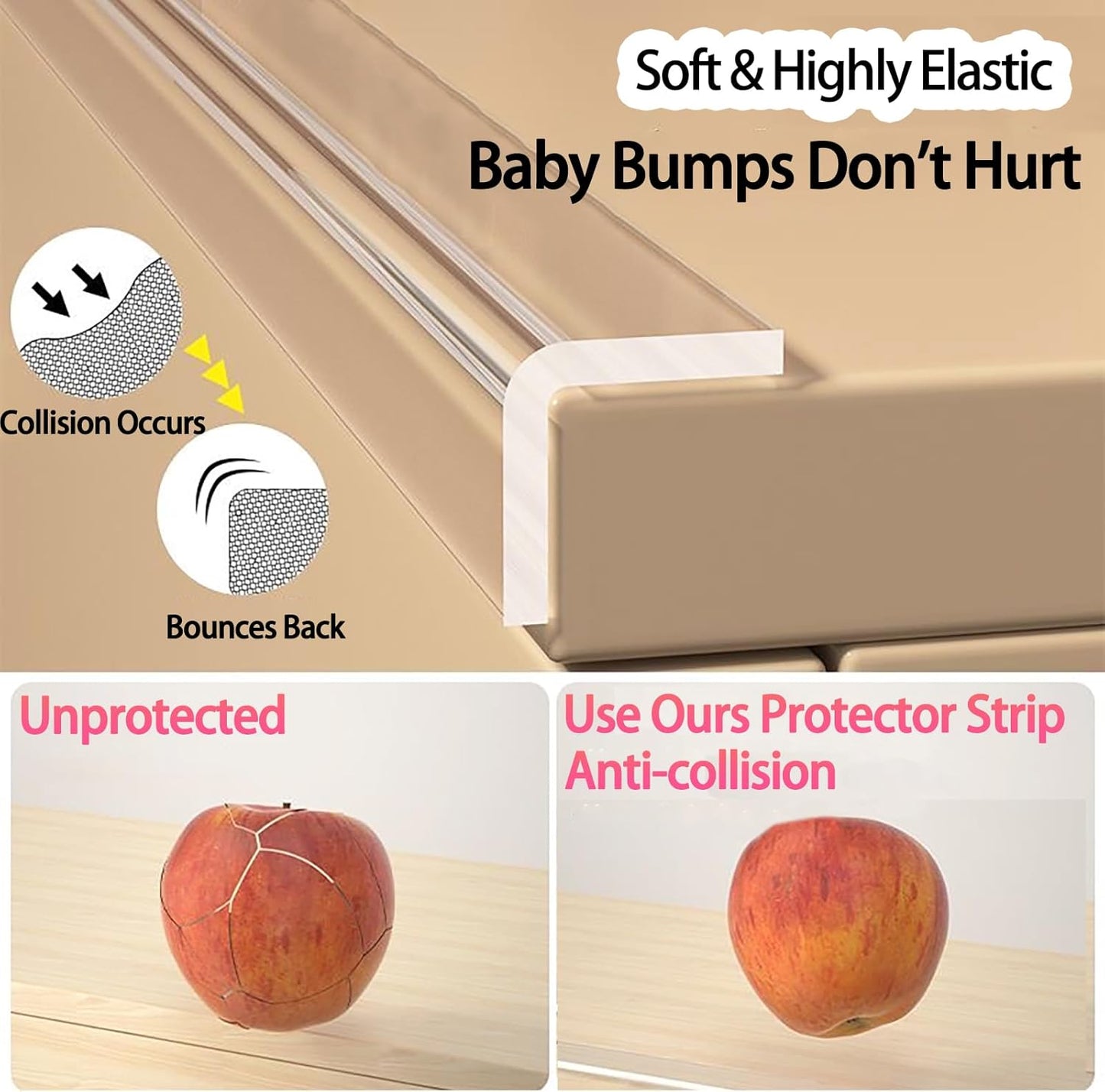 Clear Soft Corner Protectors for Furniture Strip,0.8in x13FT,Sharp Edge & Table Bumper,Window Edge,Wall Protector, Soft Corner Guards Safe for Proof,Table Corner Protectors in Family