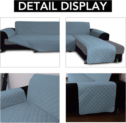 Easy-Going L Shape Sofa Slipcover Sectional Couch Cover - Reversible Chaise Lounge Furniture Protector for Pets, Kids, Children, Dog, Cat (X-Large, Light Blue/Light Blue)
