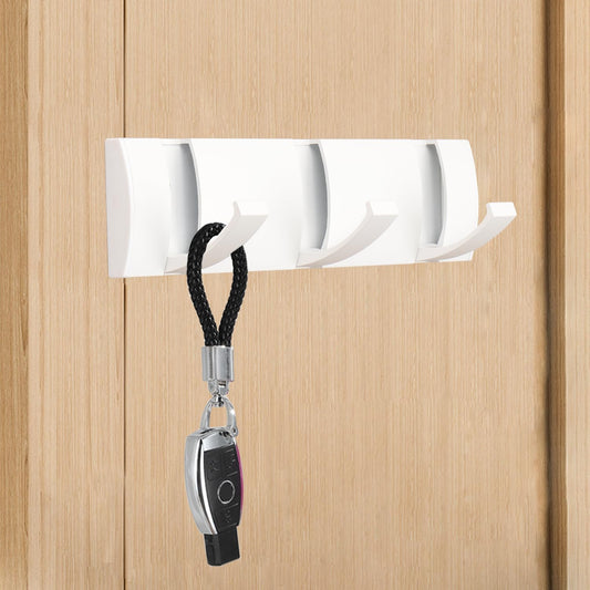 Folding Coat Hooks, Wall Mounted Coat Rack with 3 Retractable Hooks, Heavy Duty Towel Rack for Bathroom Wall Hook for Hanging Clothes Bathrobe, Stainless Steel Coat Hanger for Entryway(White)