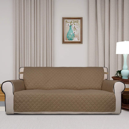 PureFit Reversible Quilted Sofa Cover, Water Resistant Slipcover Furniture Protector, Washable Couch Cover with Non Slip Foam and Elastic Straps for Kids, Dogs, Pets (X Large , Camel/Ivory)