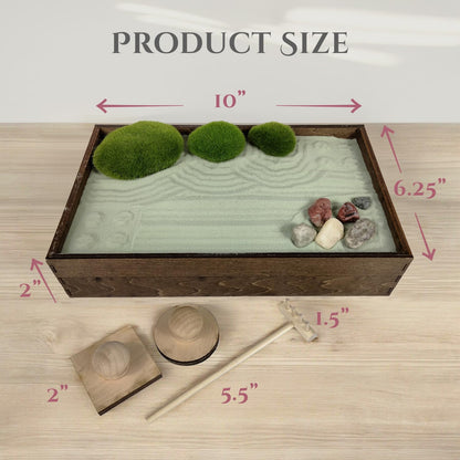 Wooden Stackable Zen Garden | Palo Verde Sand with Rake & Accessories | Minimalist Decor for Relaxation