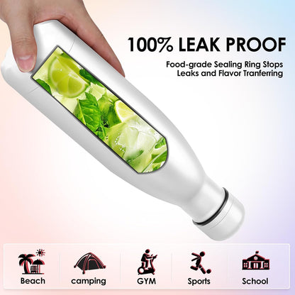 17oz Cola-Bottle Shaped Stainless Steel Leak-proof Water Bottle,Double Wall Vacuum Insulated Metal,Travel Mug For Sports Indoors & Outdoors,BPA-Free School Kids Flasks,White(1 Pack)