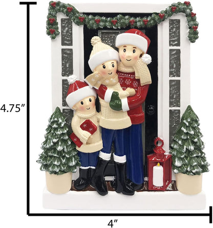 3D Welcoming Family of 3 Christmas Ornament 2025 Personalized Family Christmas Ornaments 2025 | Doorway Home Keepsake Personalized Tree Ornaments Customizable Gifts Winter Sweaters of Three Ornament