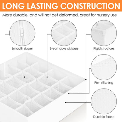 12 Pack Drawer Organizers for Clothing, 116 Large Compartments Fabric Dresser Closet Organizers and Storage Bins for Baby Clothing, Women Men Underwear Socks, Bra, Ties, College Dorm Room Essentials